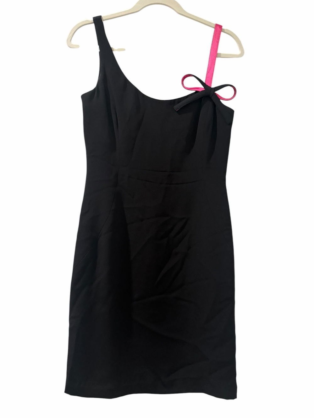 Vintage After Five by Sully Bonnelly Black Silk Cocktail Dress Pink Bow size 6
